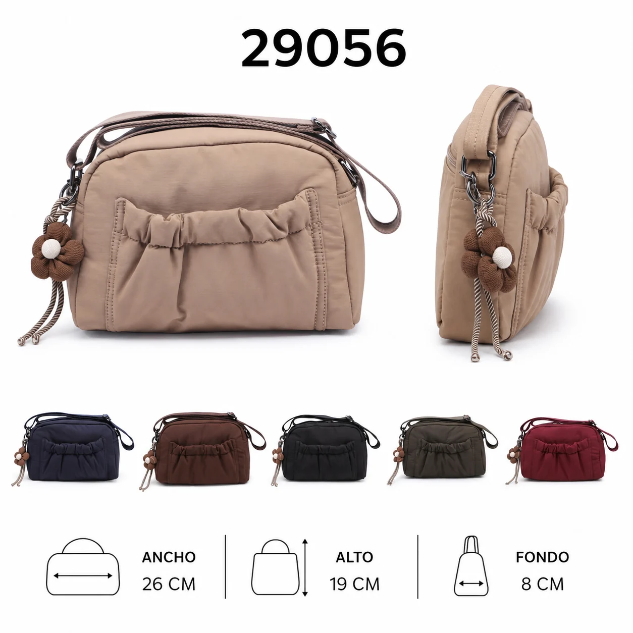 Bossa bandolera tèxtil frunzida 29056