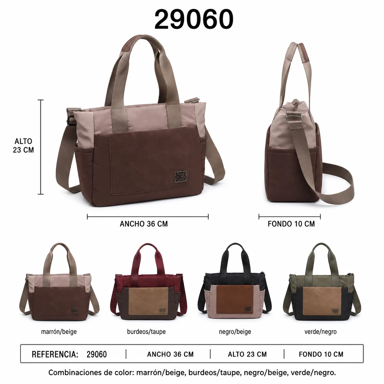 Bossa de mà tèxtil bicolor 29060