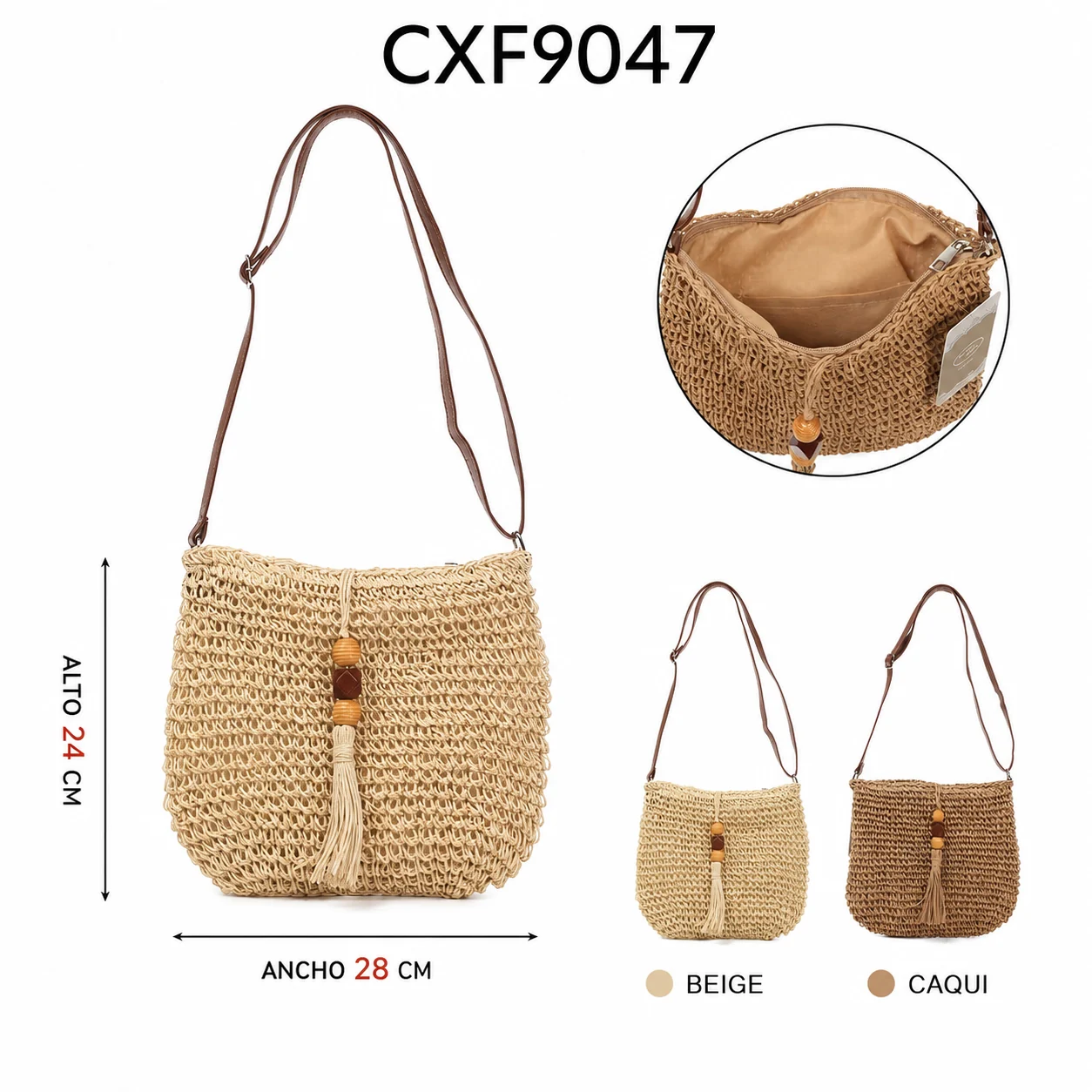 Bossa de ràfia amb borla CXF9047