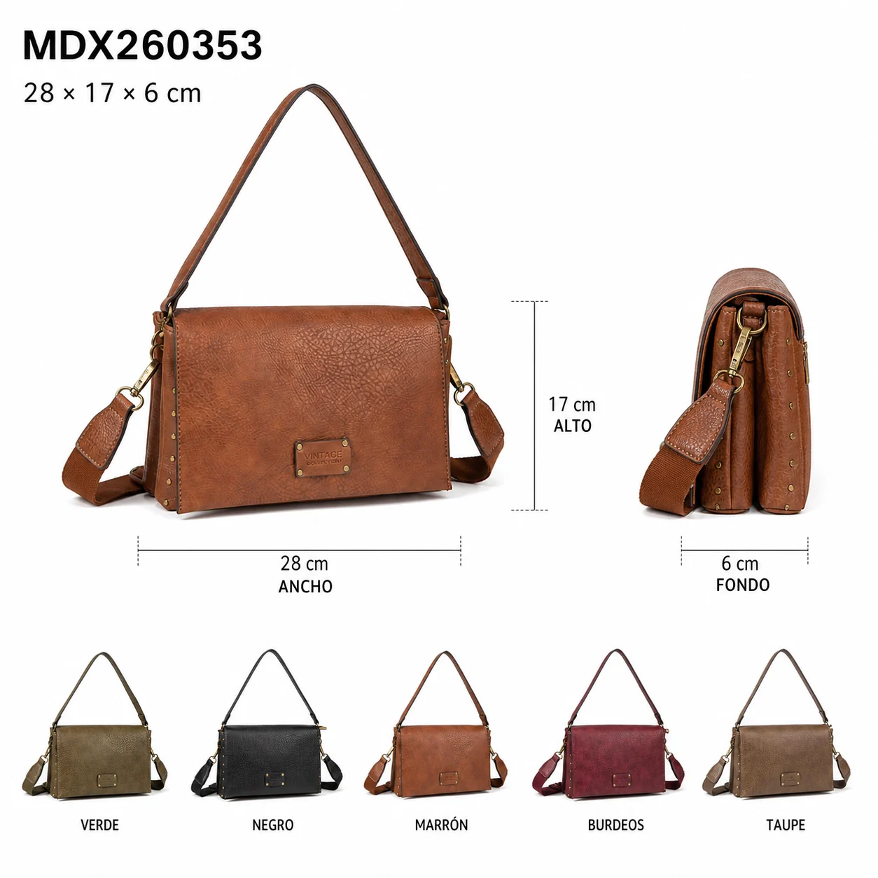Sac bandoulière de rabat vintage MDX260353