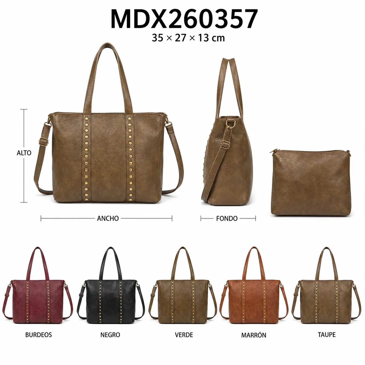 Bossa shopper vintage amb tatxes MDX260357