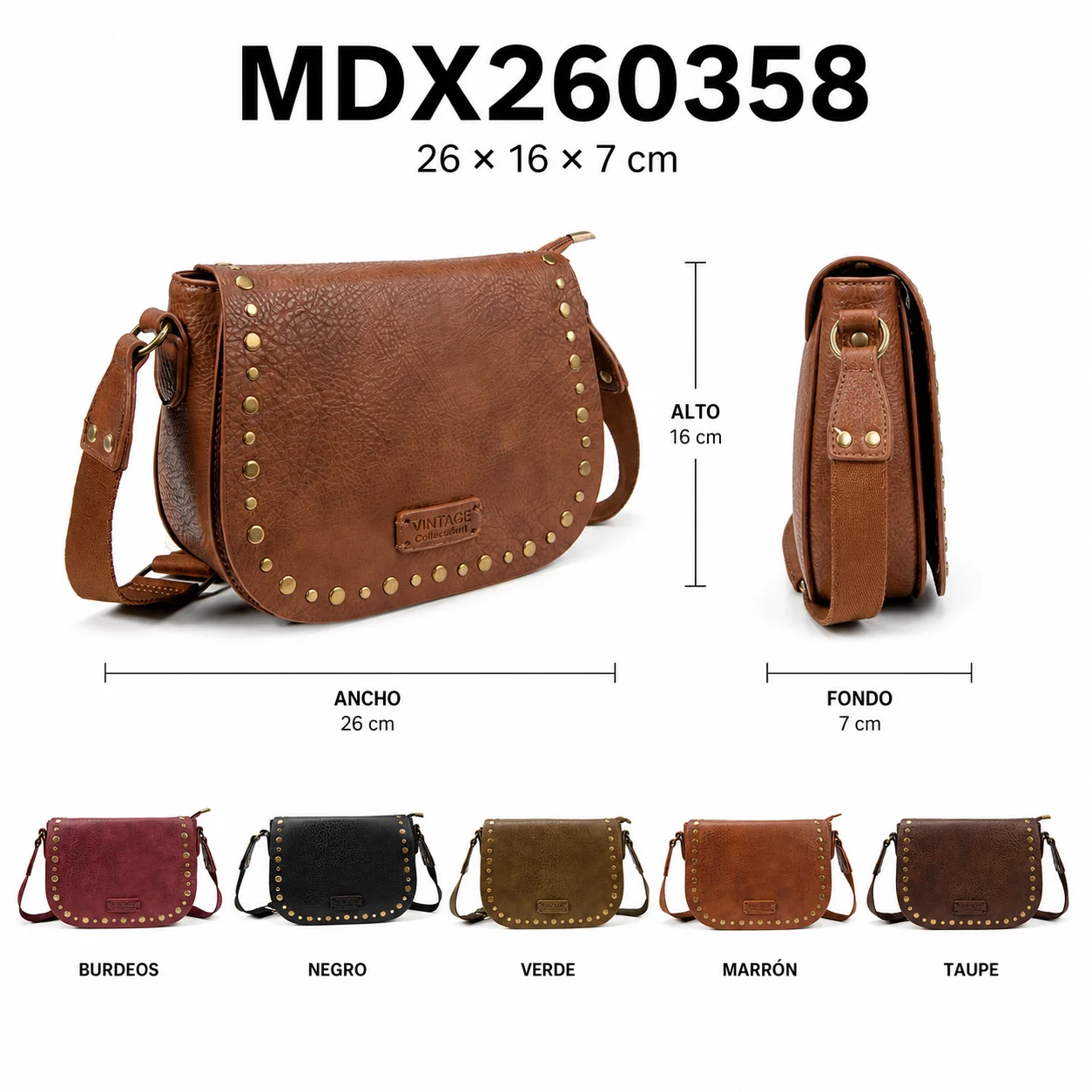 Crossbody bag vintage with studs MDX260358