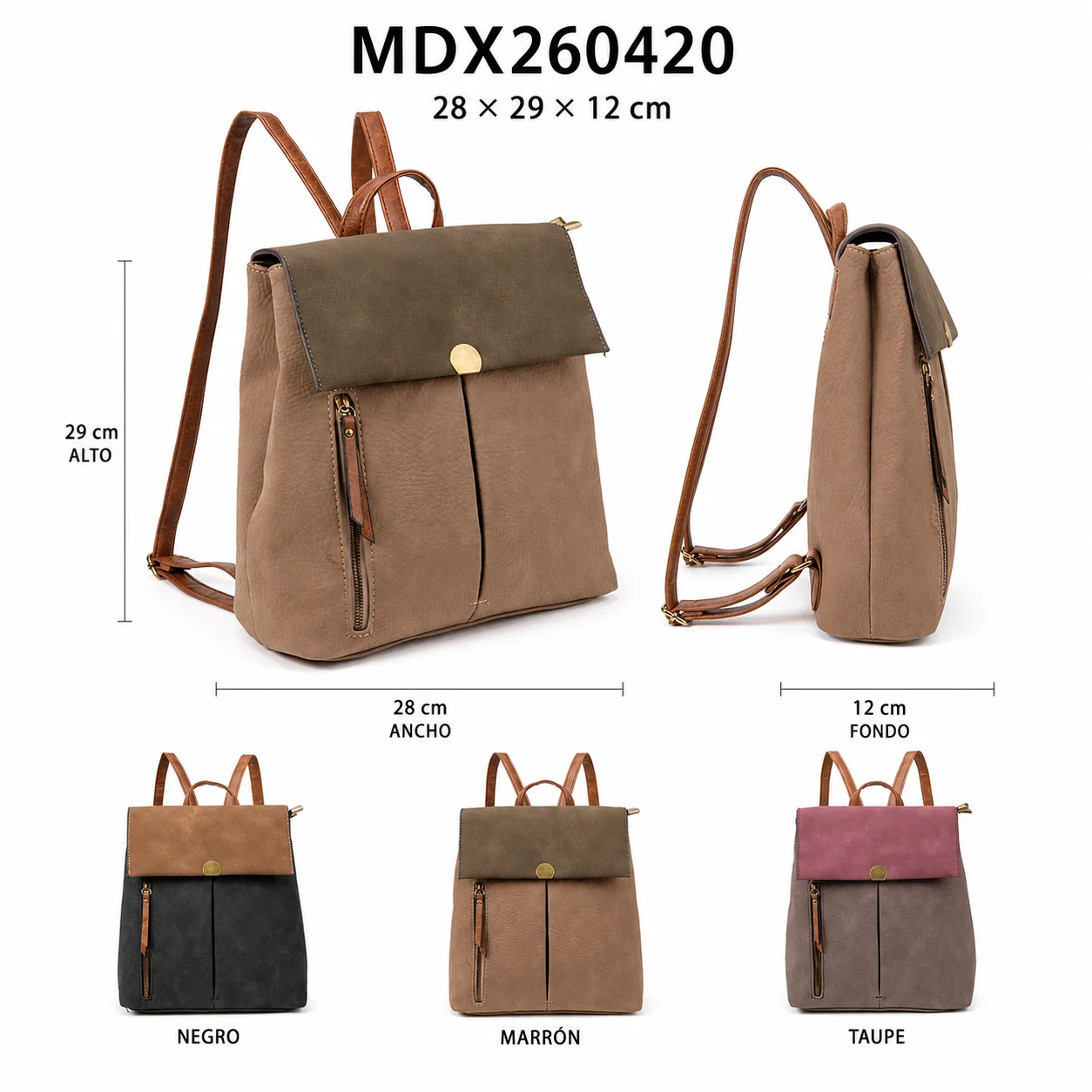 Backpack two-tone with flap MDX260420