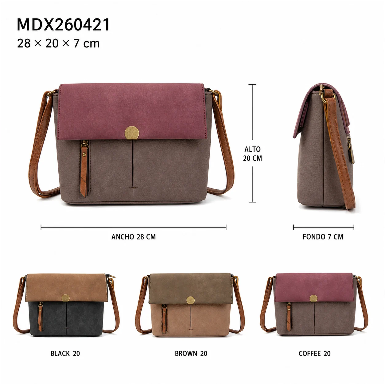 Crossbody bag two-tone with flap MDX260421