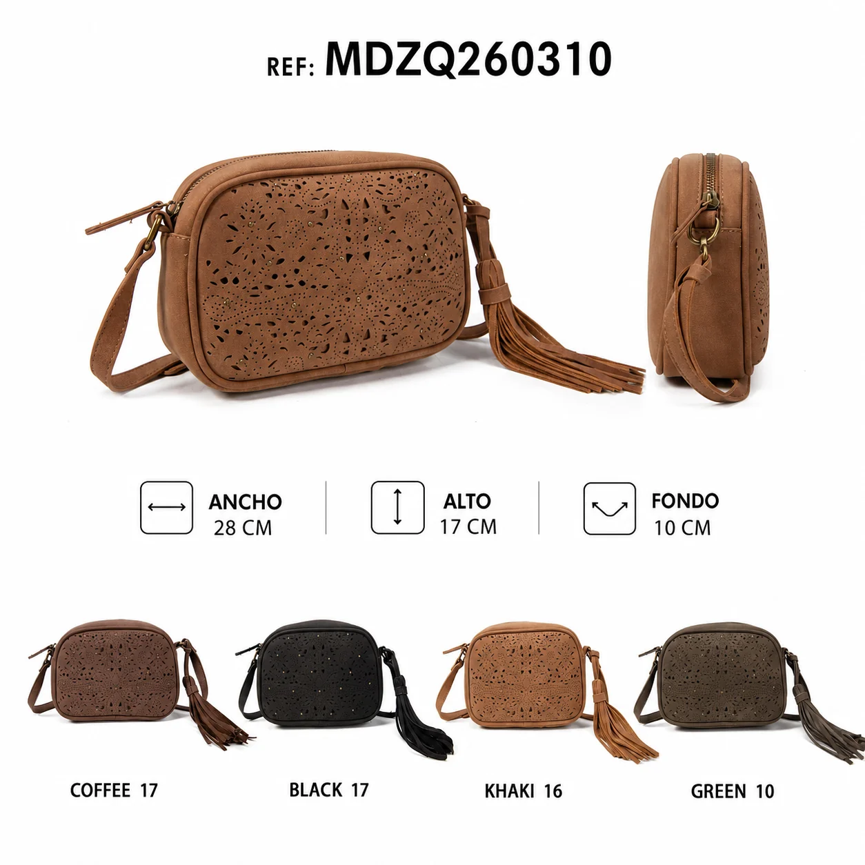 Bandolera perforada con flecos MDZQ260310