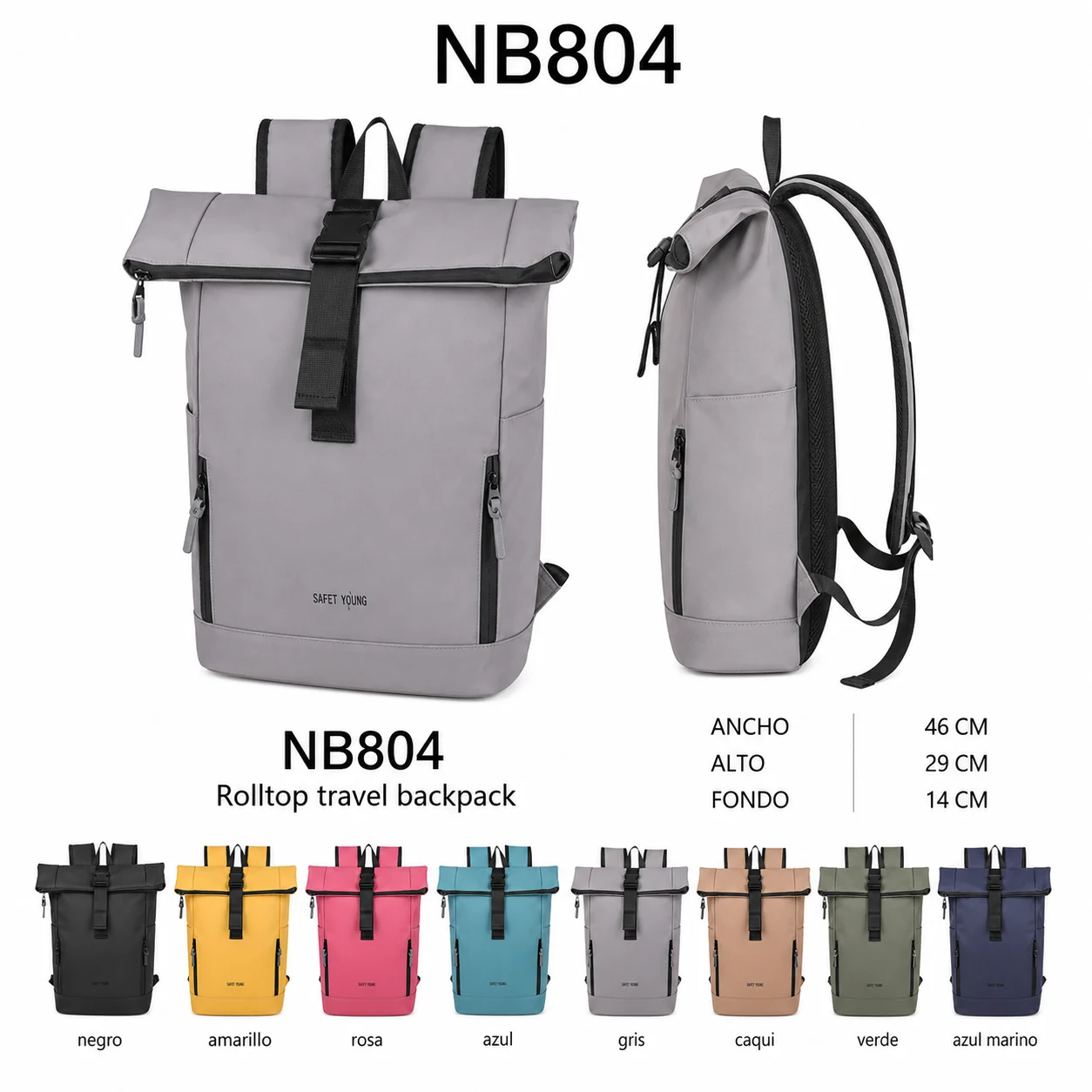 Travel backpack roll-top NB804